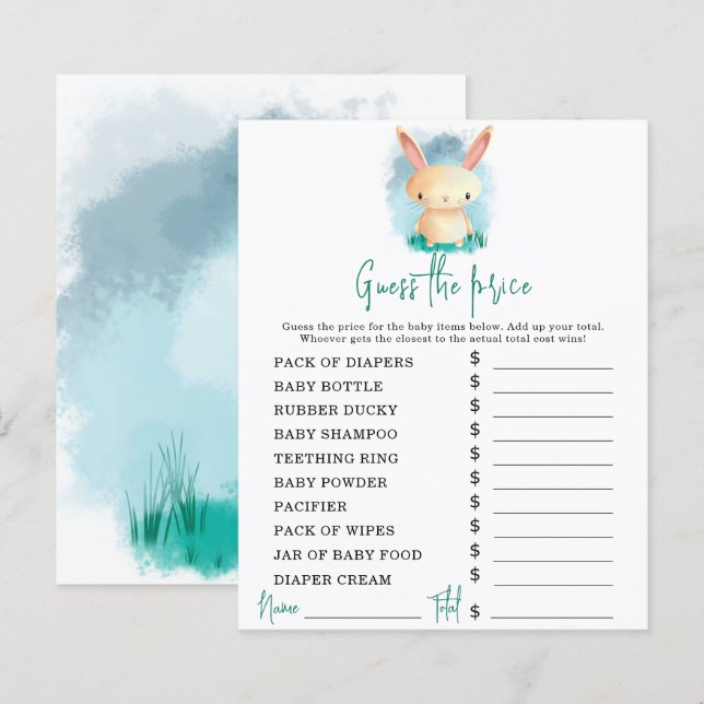 Bunny Party games | Price Guess Game (Front/Back)