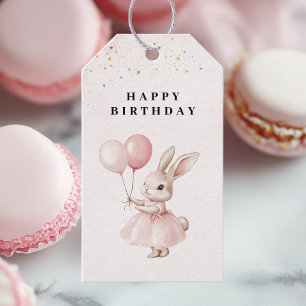 Bunny Pastel Pink Birthday  Gift Tags