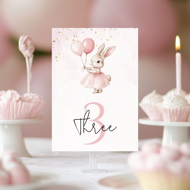 Bunny Pastel Pink Birthday  Table Number (Creator Uploaded)