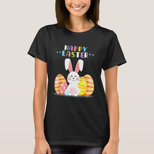 Bunny Pastel Spring Hunt Eggs Rabbit Easter Day T-Shirt (Front)
