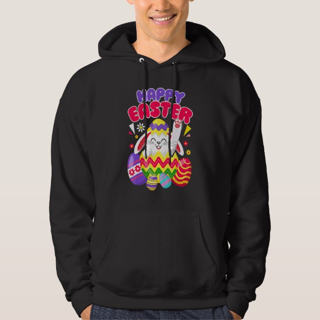 Bunny Pastel Spring Hunt Eggs Rabbit Happy Easter  Hoodie (Front)