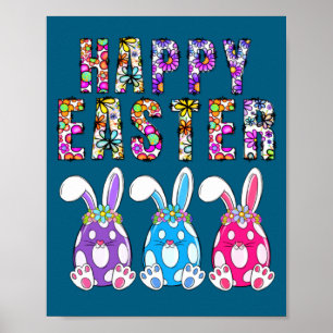 Bunny Pastel Spring Hunt Eggs Rabbit Happy Easter Poster