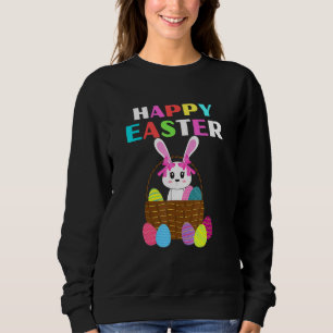 Bunny Pastel Spring Hunt Eggs Rabbit Happy Easter  Sweatshirt