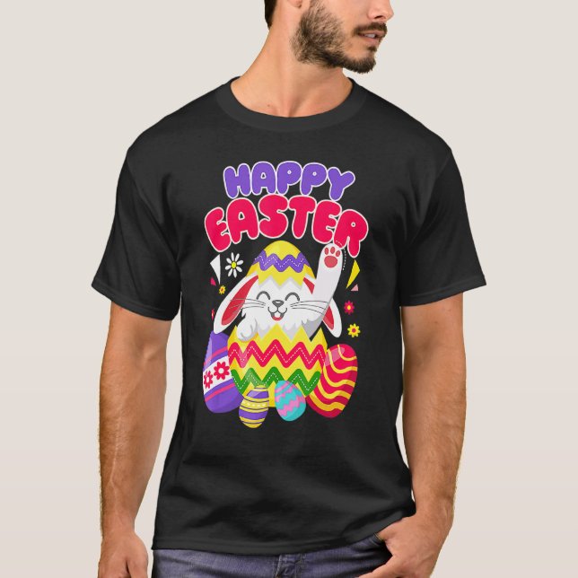 Bunny Pastel Spring Hunt Eggs Rabbit Happy Easter  T-Shirt (Front)