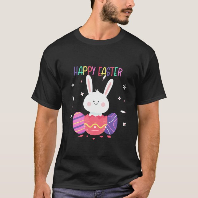 Bunny Pastel Spring Hunt Eggs Rabbit Happy Easter  T-Shirt (Front)