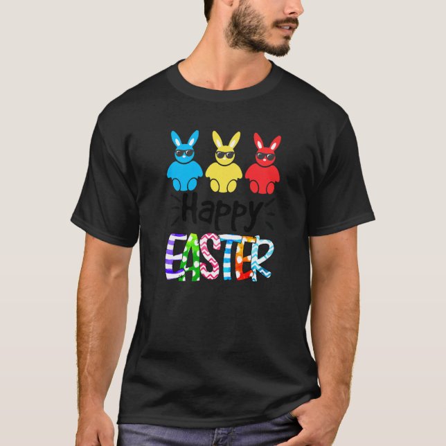 Bunny Pastel Spring Hunt Eggs Rabbit Happy Easter  T-Shirt (Front)