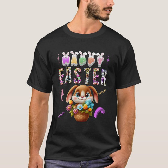 Bunny Pastel Spring Hunt Eggs Rabbit Happy Easter  T-Shirt (Front)
