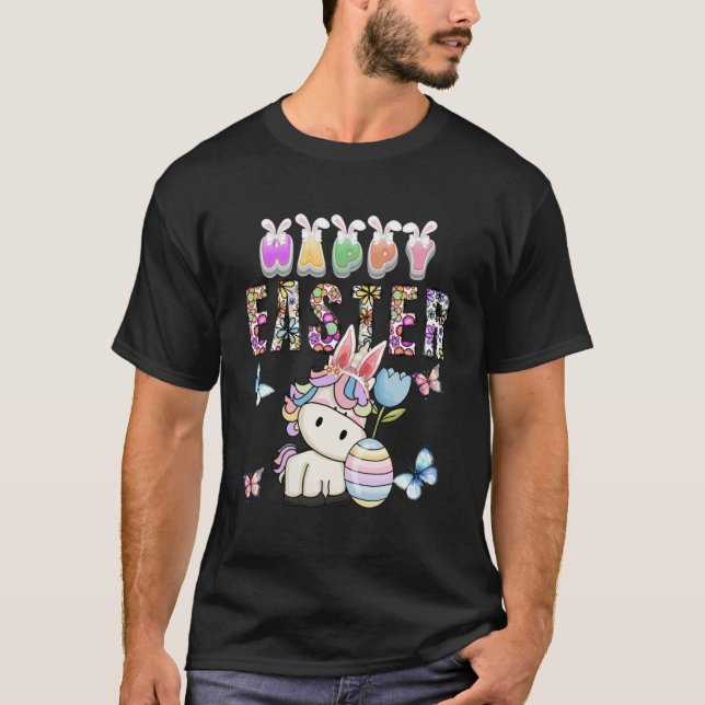 Bunny Pastel Spring Hunt Rabbit Happy Easter Day U T-Shirt (Front)