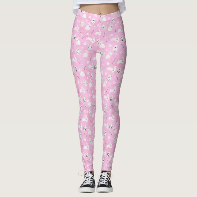 Bunny Patterned Pink Leggings (Front)