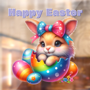 Bunny Peeking From Painted Egg