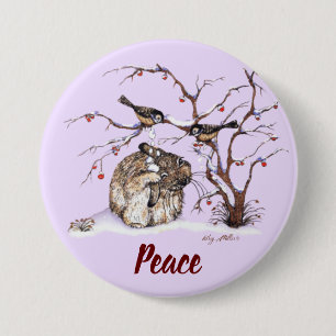 Bunny & Pesky Little Snow Birds! 7.5 Cm Round Badge
