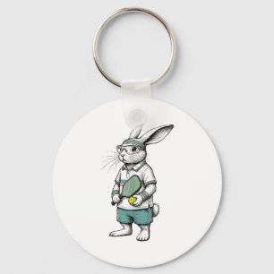 Bunny Pickleball Player Easter Day For Boys Men Ki Key Ring