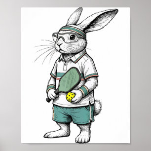 Bunny Pickleball Player Easter Day For Boys Men Ki Poster