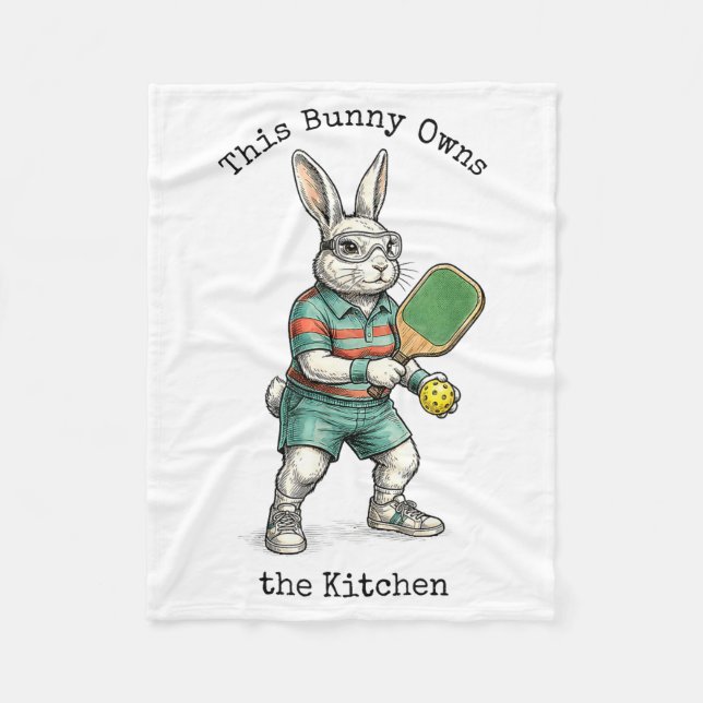 Bunny pickleball player easter this bunny owns the fleece blanket (Front)
