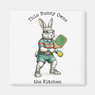 Bunny pickleball player easter this bunny owns the magnet