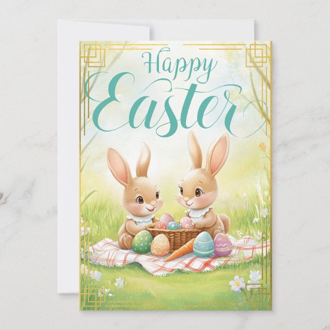 Bunny Picnic – Easter Togetherness Card (Front)