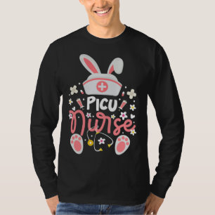 Bunny PICU Nurse Bunny Ears Pediatric Intensive Ca T-Shirt