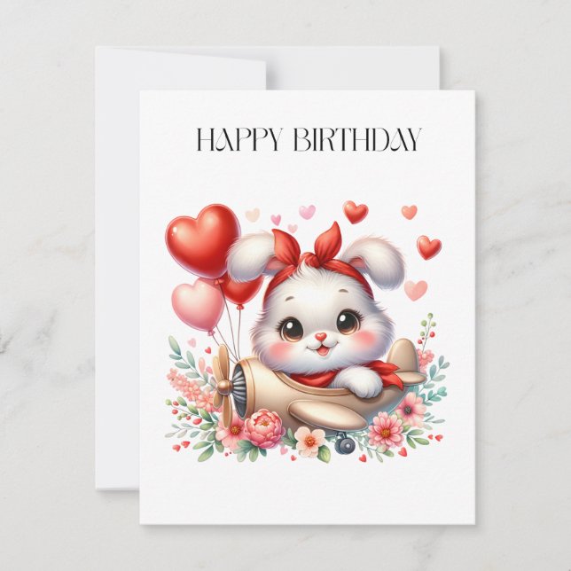 Bunny Pilot Birthday Card (Front)