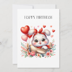 Bunny Pilot Birthday Holiday Card