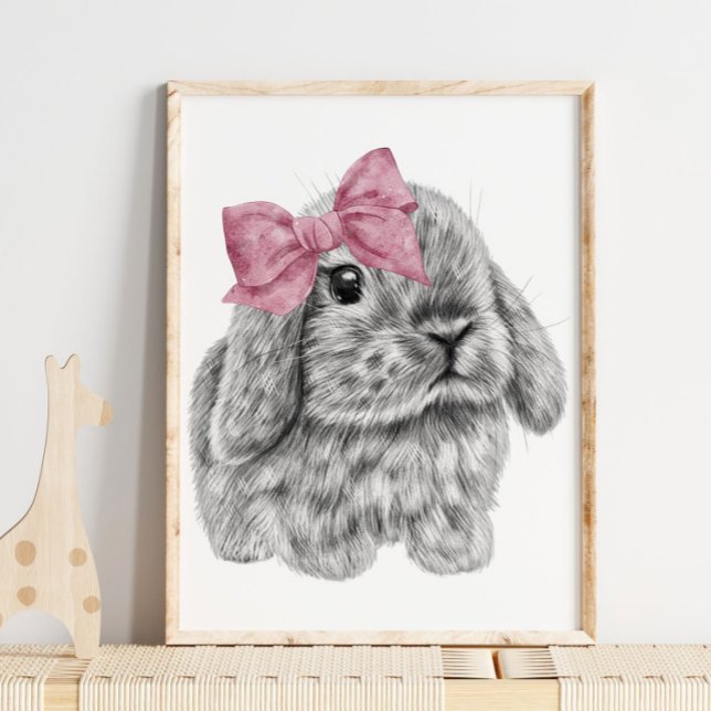 Bunny Pink Bow Nursery Print | Bunny Print (Creator Uploaded)