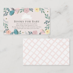 Bunny Pink Floral Girl Baby Shower Book Request Enclosure Card
