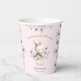 Bunny Pink Purple Floral Spring Girl Baby Shower Paper Cups