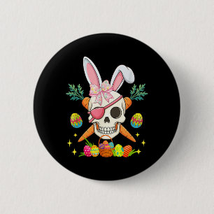 Bunny Pirate Skull Bow Tie Easter Hunting 6 Cm Round Badge