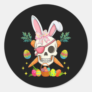 Bunny Pirate Skull Bow Tie Easter Hunting Classic Round Sticker