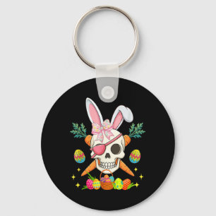 Bunny Pirate Skull Bow Tie Easter Hunting Key Ring