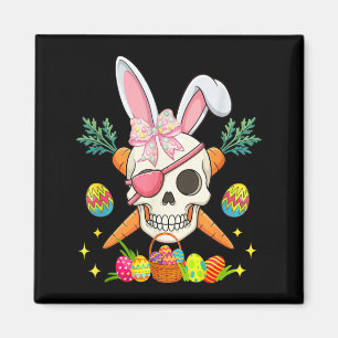 Bunny Pirate Skull Bow Tie Easter Hunting Magnet