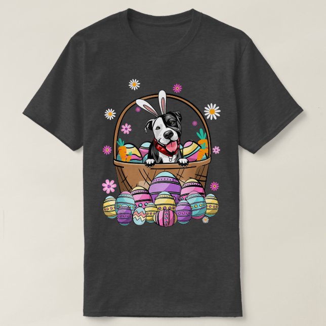 Bunny Pit Bull Dog Happy Easter Day Lover Egg Hunt T-Shirt (Design Front)