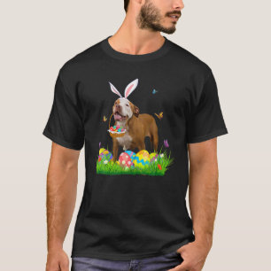 Bunny Pit Bull With Egg Basket Easter Flower Hunti T-Shirt