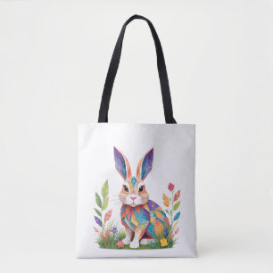 Bunny Playful Adorable Fun Animal Colourful Joyful Tote Bag