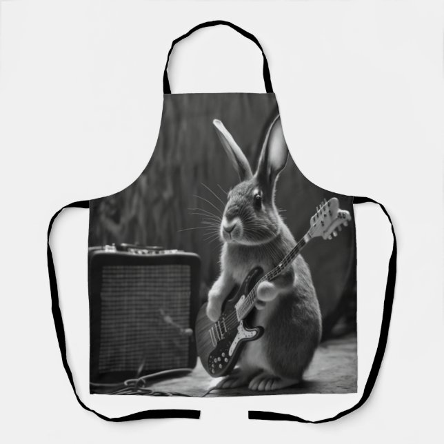 Bunny Playing a Guitar Apron (Front)