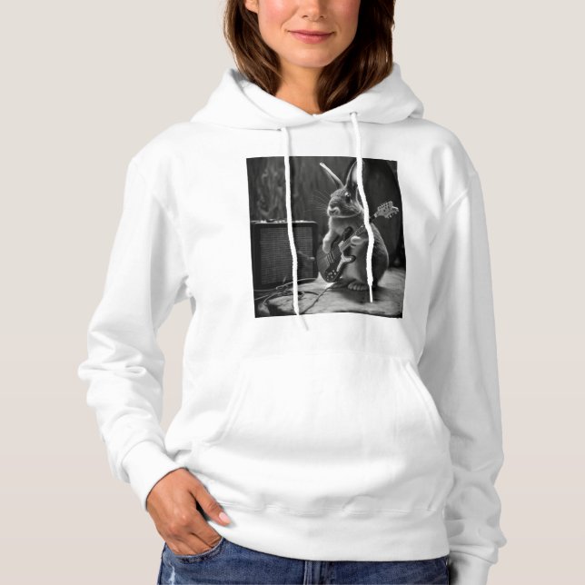 Bunny Playing a Guitar Hoodie (Front)
