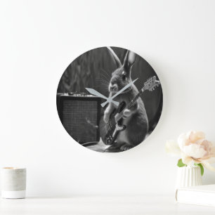 Bunny Playing a Guitar Large Clock