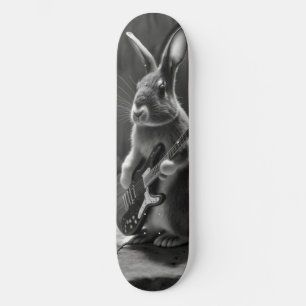 Bunny Playing a Guitar Skateboard