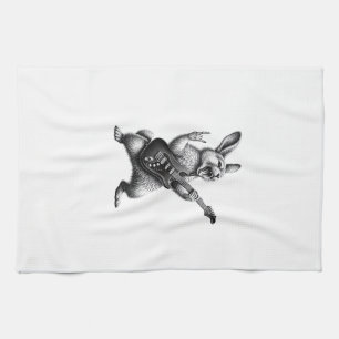 Bunny Playing Guitar Rock Star Bunny Lover Easter  Tea Towel