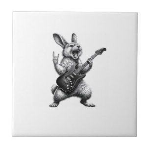 Bunny Playing Guitar Rock Star Bunny Lover Easter  Tile