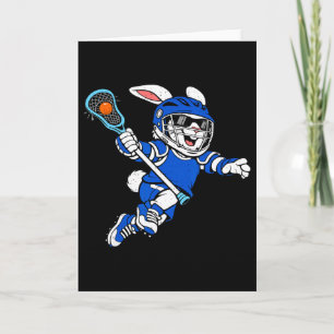 Bunny Playing Lacrosse Rabbit Easter Sport Men Boy Card