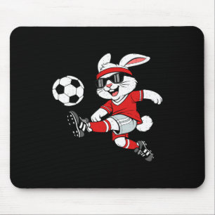 Bunny Playing Soccer Rabbit Happy Easter Sport Men Mouse Pad