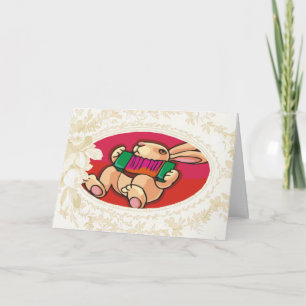 Bunny Playing The Accordion Easter Card