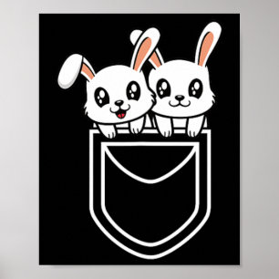 Bunny Pocket Funny Rabbit Easter Men Women Kids  Poster