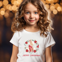 Bunny Poinsettia Watercolor Girl Christmas