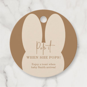 Bunny Pop it when she pops baby shower  Favour Tags