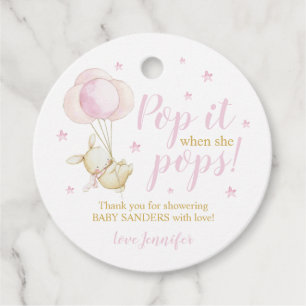 Bunny Pop it when she Pops Favour Tags Baby Girl