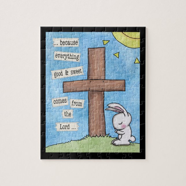 Bunny Prays At the Cross Jigsaw Puzzle (Vertical)