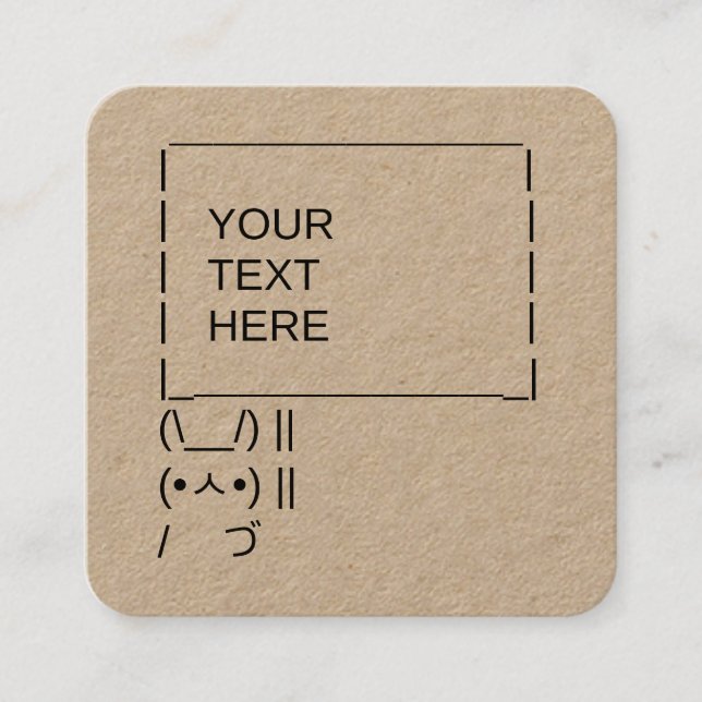 Bunny Protest Sign / Customisable ASCII Text Art Square Business Card (Front)