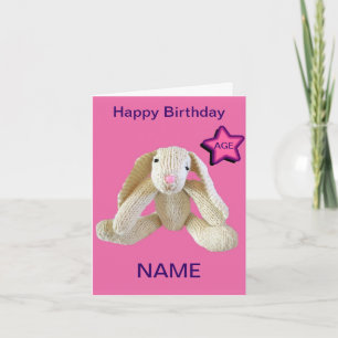 Bunny Rabbit Age Personalised Card daughter etc.