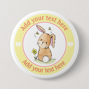 Bunny Rabbit And Bees Personalised 7.5 Cm Round Badge